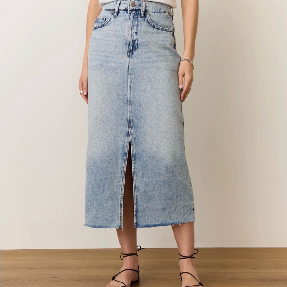Marine Layer Fawn Denim Midi Skirt
